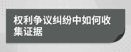 權(quán)利爭(zhēng)議糾紛中如何收集證據(jù)