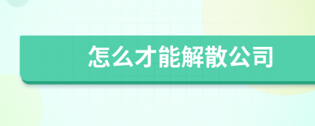 怎么才能解散公司