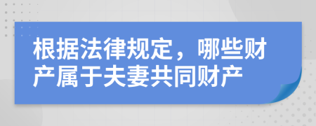 根據(jù)法律規(guī)定，哪些財產(chǎn)屬于夫妻共同財產(chǎn)