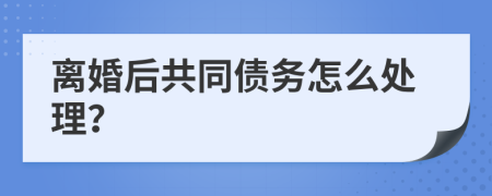 離婚后共同債務怎么處理？