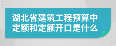湖北省建筑工程預(yù)算中定額和定額開(kāi)口是什么