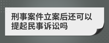 刑事案件立案后還可以提起民事訴訟嗎