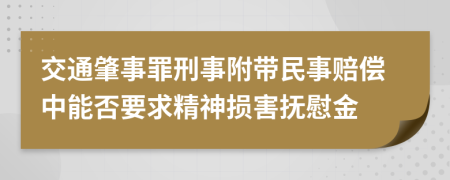 交通肇事罪刑事附帶民事賠償中能否要求精神損害撫慰金