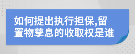 如何提出執(zhí)行擔(dān)保,留置物孳息的收取權(quán)是誰