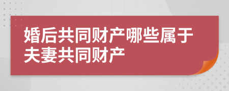 婚后共同財產(chǎn)哪些屬于夫妻共同財產(chǎn)