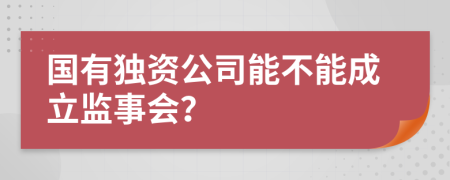 國(guó)有獨(dú)資公司能不能成立監(jiān)事會(huì)？