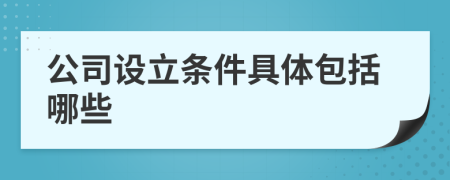 公司設立條件具體包括哪些