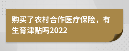 購買了農(nóng)村合作醫(yī)療保險，有生育津貼嗎2022