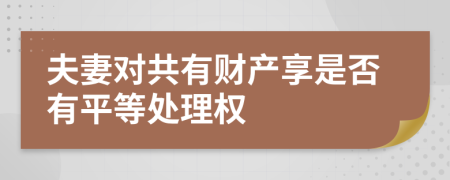 夫妻對共有財產享是否有平等處理權