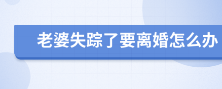老婆失蹤了要離婚怎么辦