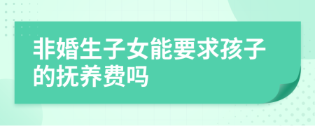 非婚生子女能要求孩子的撫養(yǎng)費嗎