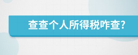 查查個人所得稅咋查?