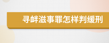 尋釁滋事罪怎樣判緩刑