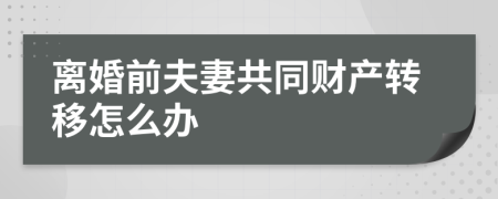 離婚前夫妻共同財(cái)產(chǎn)轉(zhuǎn)移怎么辦