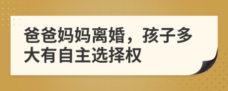 爸爸媽媽離婚，孩子多大有自主選擇權(quán)