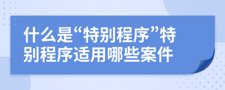 什么是“特別程序”特別程序適用哪些案件