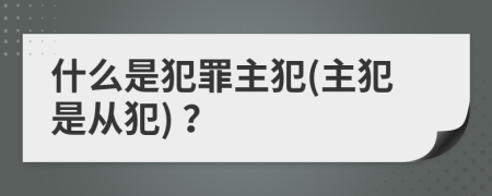 什么是犯罪主犯(主犯是從犯) ？