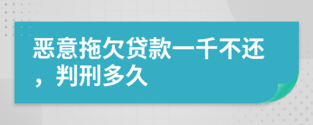 惡意拖欠貸款一千不還，判刑多久