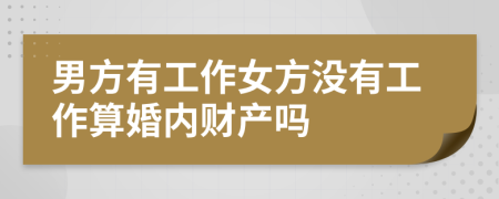 男方有工作女方?jīng)]有工作算婚內(nèi)財產(chǎn)嗎