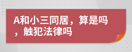 A和小三同居，算是嗎，觸犯法律嗎