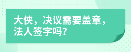 大俠，決議需要蓋章，法人簽字嗎？