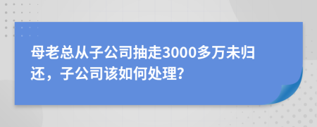 母老總從子公司抽走3000多萬未歸還，子公司該如何處理？