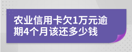 農(nóng)業(yè)信用卡欠1萬元逾期4個月該還多少錢