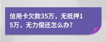 信用卡欠款35萬(wàn)，無(wú)抵押15萬(wàn)，無(wú)力償還怎么辦？
