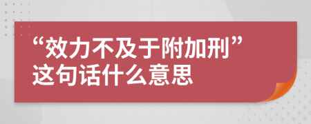 “效力不及于附加刑”這句話什么意思