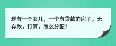 現(xiàn)有一個女兒，一個有貸款的房子，無存款，打算，怎么分配？