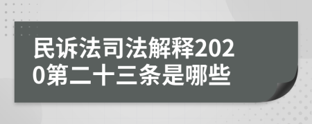 民訴法司法解釋2020第二十三條是哪些