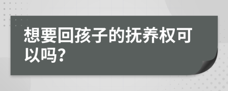 想要回孩子的撫養(yǎng)權(quán)可以嗎？