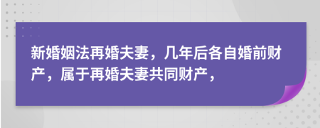 新婚姻法再婚夫妻，幾年后各自婚前財產(chǎn)，屬于再婚夫妻共同財產(chǎn)，