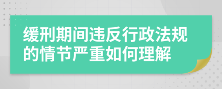 緩刑期間違反行政法規(guī)的情節(jié)嚴(yán)重如何理解