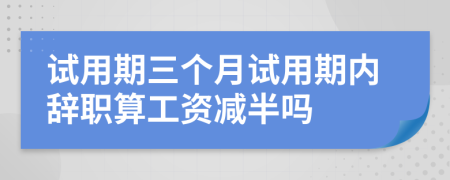 試用期三個(gè)月試用期內(nèi)辭職算工資減半嗎