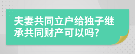夫妻共同立戶給獨子繼承共同財產(chǎn)可以嗎?