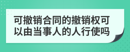 可撤銷合同的撤銷權(quán)可以由當事人的人行使嗎
