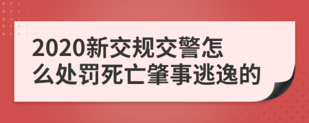 2020新交規(guī)交警怎么處罰死亡肇事逃逸的