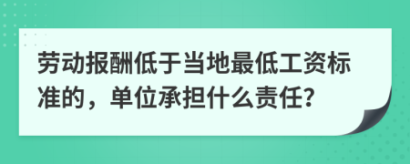 勞動(dòng)報(bào)酬低于當(dāng)?shù)刈畹凸べY標(biāo)準(zhǔn)的，單位承擔(dān)什么責(zé)任？