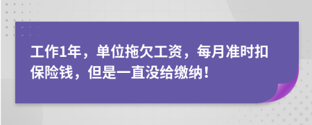 工作1年，單位拖欠工資，每月準時扣保險錢，但是一直沒給繳納！
