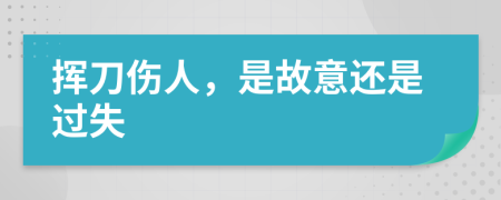 揮刀傷人，是故意還是過失