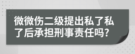 微微傷二級提出私了私了后承擔刑事責任嗎?