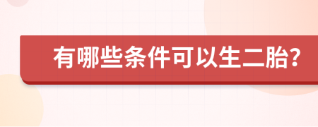 有哪些條件可以生二胎？