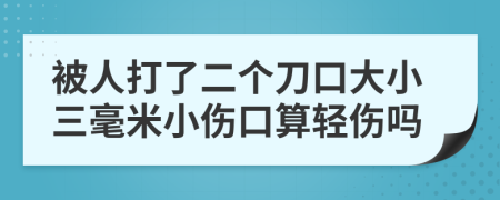 被人打了二個(gè)刀口大小三毫米小傷口算輕傷嗎
