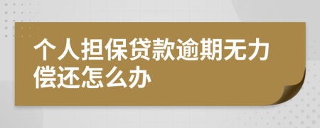 個(gè)人擔(dān)保貸款逾期無力償還怎么辦
