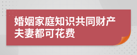 婚姻家庭知識共同財產(chǎn)夫妻都可花費