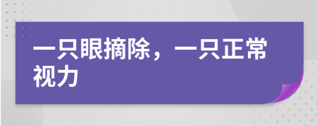 一只眼摘除，一只正常視力