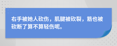 右手被她人砍傷，肌腱被砍裂，筋也被砍斷了算不算輕傷呢。