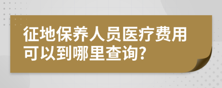 征地保養(yǎng)人員醫(yī)療費(fèi)用可以到哪里查詢?