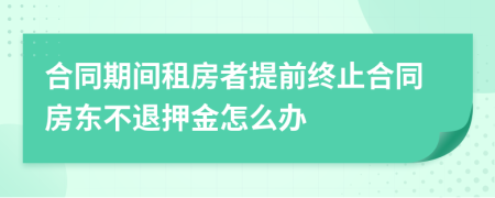 合同期間租房者提前終止合同房東不退押金怎么辦